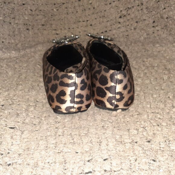 ZARA-RHINESTONE EMBELLISHED ANIMAL PRINT BALLET POINTED FLAT-Sz 39/8.5-Excellent - Picture 6 of 8